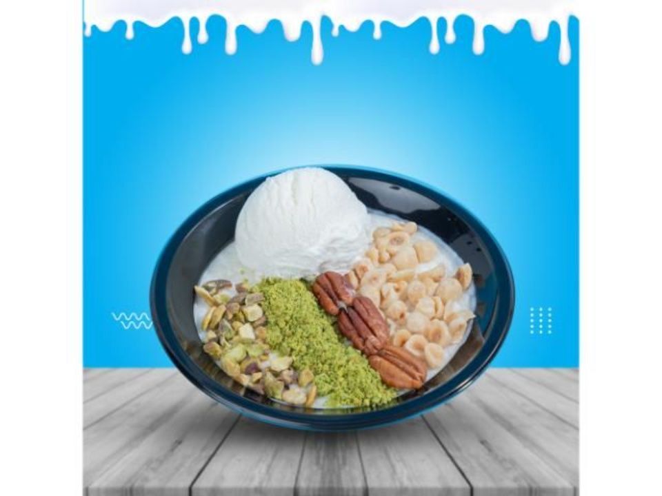 ارز بلبن ايس كريم ومكسرات